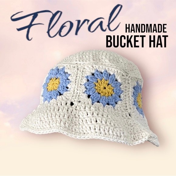 NEW Handmade Floral crochet Bucket Hat - Granny squares with flowers - Picture 2 of 7